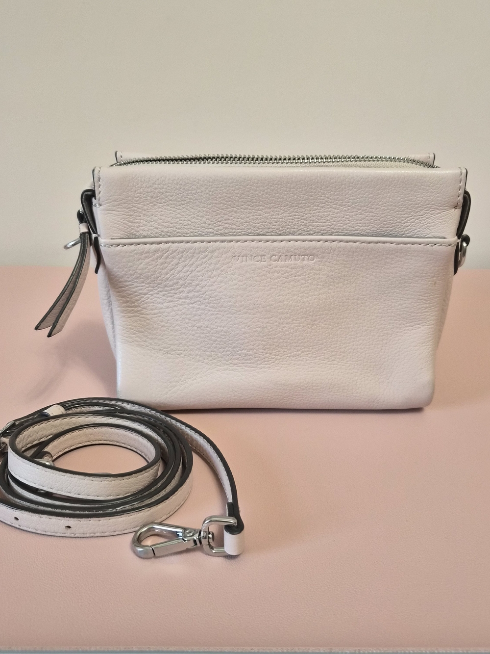 Vince Camuto Light Pink Leather Crossbody Bag with Strap